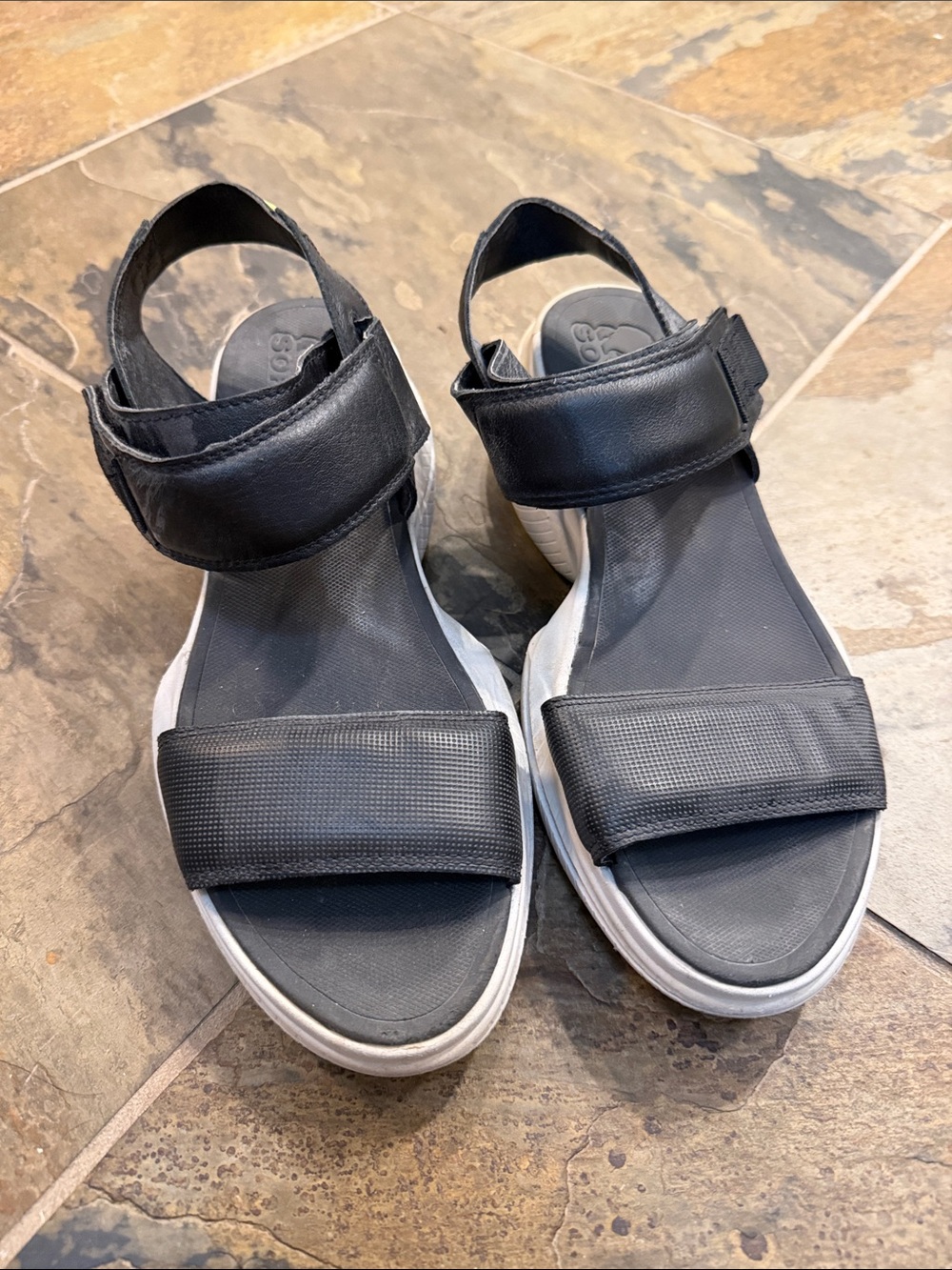 Sorel Black Women's Sport Sandals with White Sole